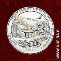 2014 Amerika 21. nacionalni park Great Smoky Mountains, 0.25 USD 2014 Amerika 21. nacionalni park Great Smoky Mountains, 0.25 USD
