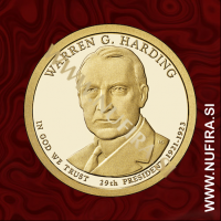 2014 Amerika 29. predsednik Warren G. Harding, 1 USD 2014 Amerika 29. predsednik Warren G. Harding, 1 USD