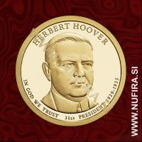2014 Amerika 31. predsednik Herbert Hoover, 1 USD 2014 Amerika 31. predsednik Herbert Hoover, 1 USD