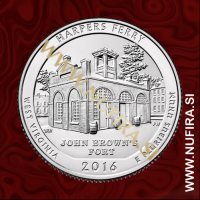 2016 Amerika 33. nacionalni park Harpers Ferry, 0.25 USD 2016 Amerika 33. nacionalni park Harpers Ferry, 0.25 USD