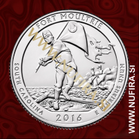 2016 Amerika 35. nacionalni park Fort Moulltrie, 0.25 USD 2016 Amerika 35. nacionalni park Fort Moulltrie, 0.25 USD