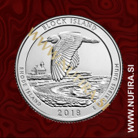 2018 Amerika 45. nacionalni park Block Island, 0.25 USD 2018 Amerika 45. nacionalni park Block Island, 0.25 USD