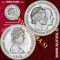1972 Kajmanski otoki, Wedding Anniversary, 25$, 1.5oz, Ag, srebrnik