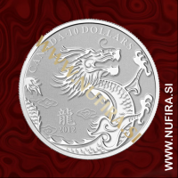 2012 Kanada, Zmaj, 10 CAD, 1/2 oz, srebrnik