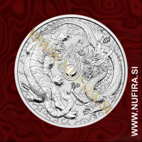 2018 Avstralija, Chinese Myths & Legends (Dragon & Tiger), 1 AUD, 1oz